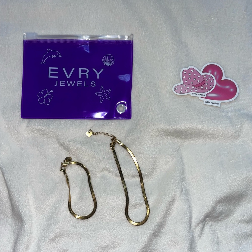 Evry Jewels Gold Bracelet & Anklet Set